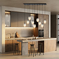 Emibig Emibig Suspension accroche-regard noire avec 9 pendentifs en verre ambre - Éclairage unique pour tout intérieur
