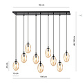 Eye catcher hanging lamp black with 9 glass amber pendants