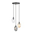 Lampe à suspension ronde avec 3 pendentifs différents (transparent, ambre et fumé)