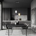 Round pendant lamp with 3 different pendants (transparent, amber and smoked)