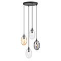 Emibig Emibig Ronde pendellamp met 4 verschillende pendels E14 (2 transparante, amber en gerookt) - Perfect voor een sfeervolle inrichting