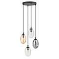 Emibig Emibig Round pendant lamp with 4 different pendants E14 (2 transparent, amber and smoked) - Ideal for creating a cozy atmosphere