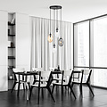 Round pendant lamp with 4 different pendants E14 (2 transparent, amber and smoked)