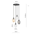 Round pendant lamp with 4 different pendants E14 (2 transparent, amber and smoked)