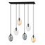 Long dining table lamp with 6 pendants E14 with different blown glass