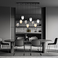 Large hanging lamp for above the table with 9 different glass pendants E14