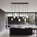 Large hanging lamp for above the table with 9 different glass pendants E14