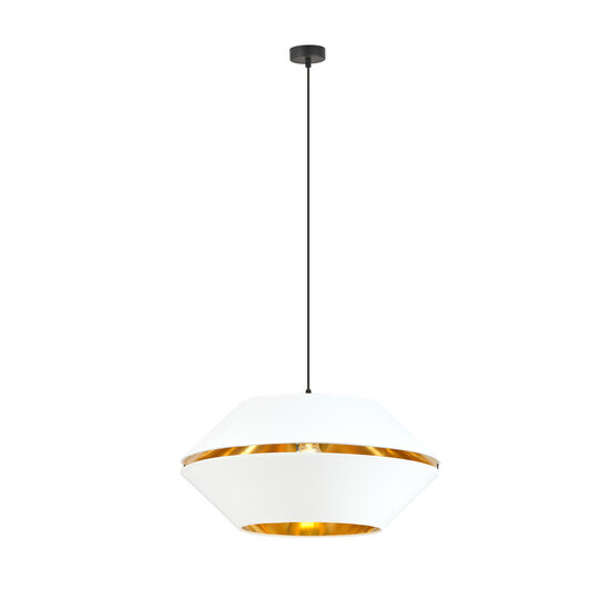 Catchy white hanging lamp with gold hanging lamp E27