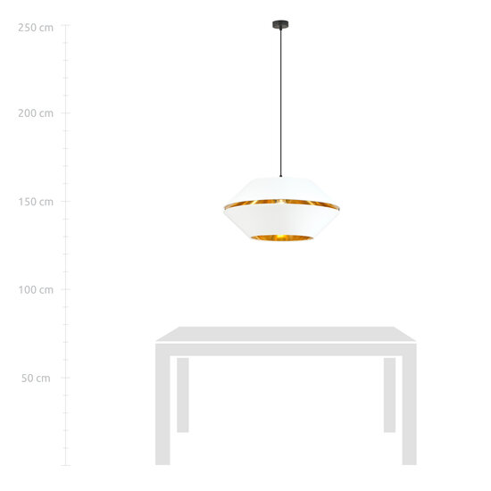 Catchy white hanging lamp with gold hanging lamp E27