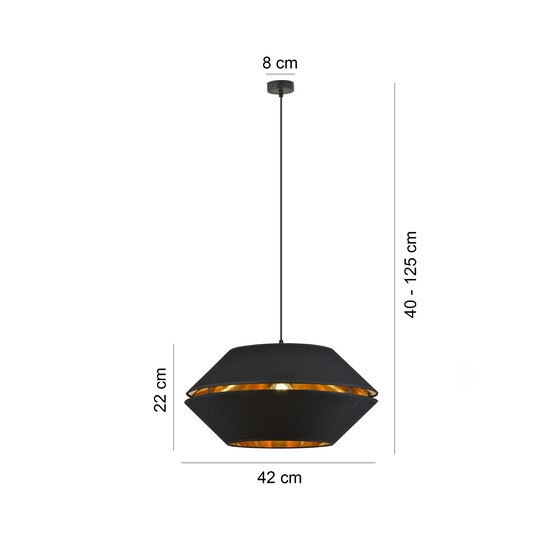 Emibig Emibig Eingängige schwarze Hängelampe mit goldener Hängelampe E27 - Ideal für stilvolle Atmosphäre