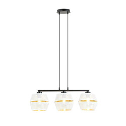 Emibig Pantalla negra 3x E27 blanca con tapas doradas de metal