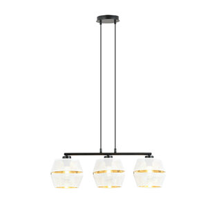 Emibig Pantalla negra 3x E27 blanca con tapas doradas de metal