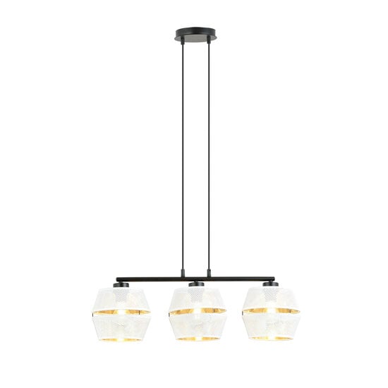 Emibig Emibig Black pendant 3x E27 white with gold caps metal - Ideal for stylish lighting