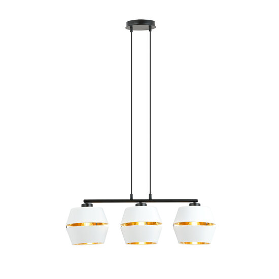 Emibig Emibig Zwarte pendel 3x E27 wit met gouden kappen metaal - Perfect voor sfeervolle verlichting