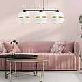 Emibig Emibig Suspension noire 3x E27 blanche avec capuchons dorés en métal - Idéale pour un éclairage élégant