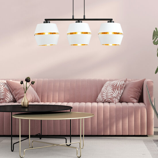 Emibig Emibig Schwarzer Anhänger 3x E27 weiß mit goldenen Metallkappen - Ideal für stilvolle Beleuchtung