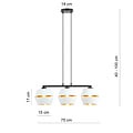 Emibig Emibig Black pendant 3x E27 white with gold caps metal - Ideal for stylish lighting
