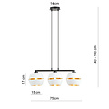 Emibig Emibig Suspension noire 3x E27 blanche avec capuchons dorés en métal - Idéale pour un éclairage élégant