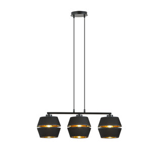 Emibig Completely black pendant 3x E27 with gold interior