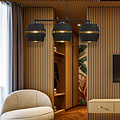 Emibig Emibig Suspension entièrement noire 3x E27 avec intérieur doré - Parfaite pour une ambiance élégante