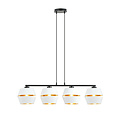 Suspension noire 4x E27 blanc avec embouts métal doré