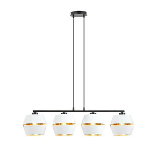 Suspension noire 4x E27 blanc avec embouts métal doré