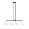 Emibig Emibig Lámpara colgante negra 4x E27 blanca con tapas doradas de metal - Perfecta para interiores modernos