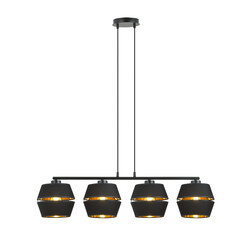 Emibig Komplett schwarze Pendelleuchte 4x E27 mit goldener Innenseite