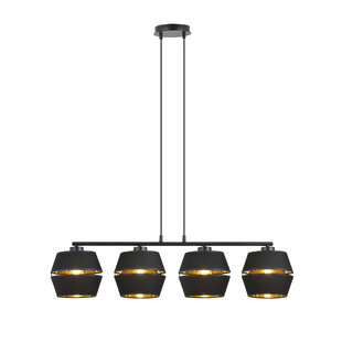 Emibig Completely black pendant 4x E27 with gold interior