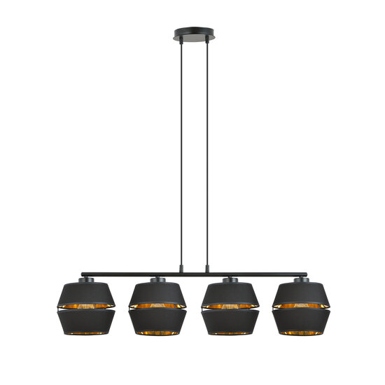 Komplett schwarze Pendelleuchte 4x E27 mit goldener Innenseite