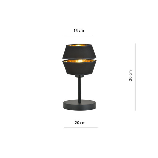 Hübsche Tischlampe schwarz mit goldenem Akzent 1x E27