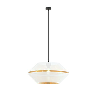 Catchy perforated white hanging lamp with gold hanging lamp E27