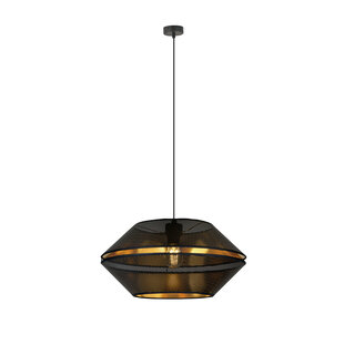 Catchy perforated black hanging lamp with gold hanging lamp E27