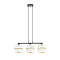 Black hanging lamp 3x E27 white with gold caps with metal holes