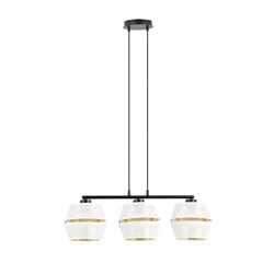 Emibig Lámpara colgante negra 3x E27 blanca con tapas doradas con agujeros de metal