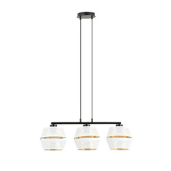 Emibig Schwarze Hängelampe 3x E27 weiß mit goldenen Kappen mit Metalllöchern