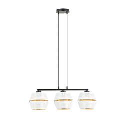 Lampe suspendue noire 3x E27 blanc avec capuchons dorés avec trous métalliques