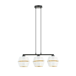 Lampe suspendue noire 3x E27 blanc avec capuchons dorés avec trous métalliques
