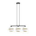 Zwarte hanglamp 3x E27 wit met gouden kappen met gaatjes metaal