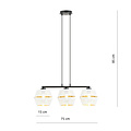 Black hanging lamp 3x E27 white with gold caps with metal holes