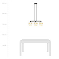 Black hanging lamp 3x E27 white with gold caps with metal holes