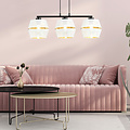 Black hanging lamp 3x E27 white with gold caps with metal holes
