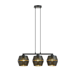 Completely black perforated pendant lamp 3x E27 with gold interior