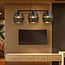 Completely black perforated pendant lamp 3x E27 with gold interior