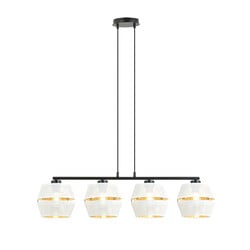 Emibig Black pendant lamp 4x E27 perforated white with gold caps metal