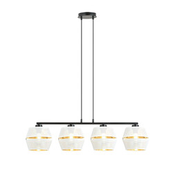 Emibig Schwarze Pendelleuchte 4x E27 perforiert weiß mit goldenen Metallkappen