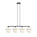 Black pendant lamp 4x E27 perforated white with gold caps metal