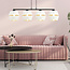 Black pendant lamp 4x E27 perforated white with gold caps metal