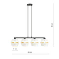 Schwarze Pendelleuchte 4x E27 perforiert weiß mit goldenen Metallkappen