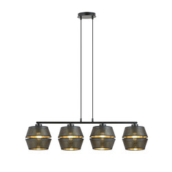 Doorzeefde zwarte pendelhanglamp 4x E27 met gouden binnenkant